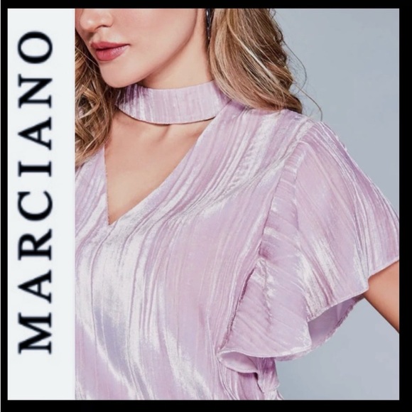 NWOT Marciano Flutter Sleeve Crushed Velvet Top - Picture 3 of 17